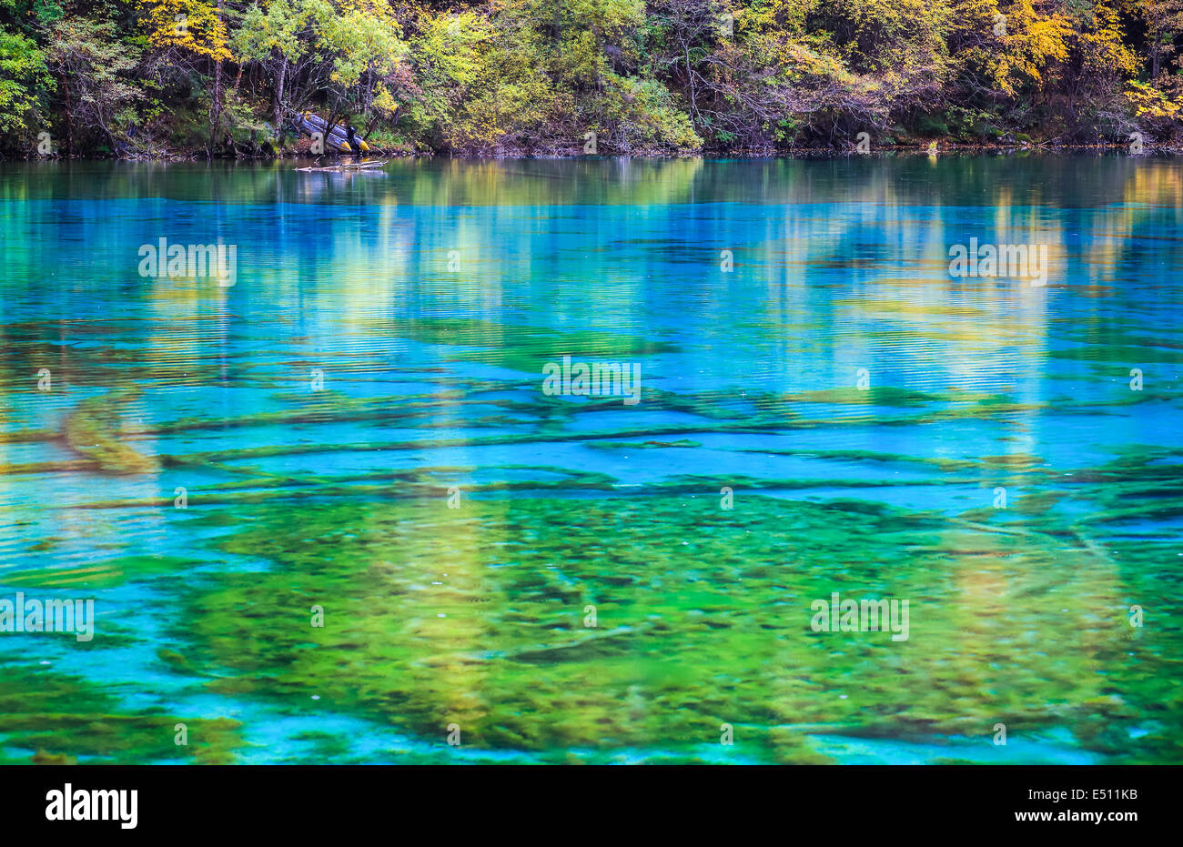 blue lake surface in autumn Stock Photo