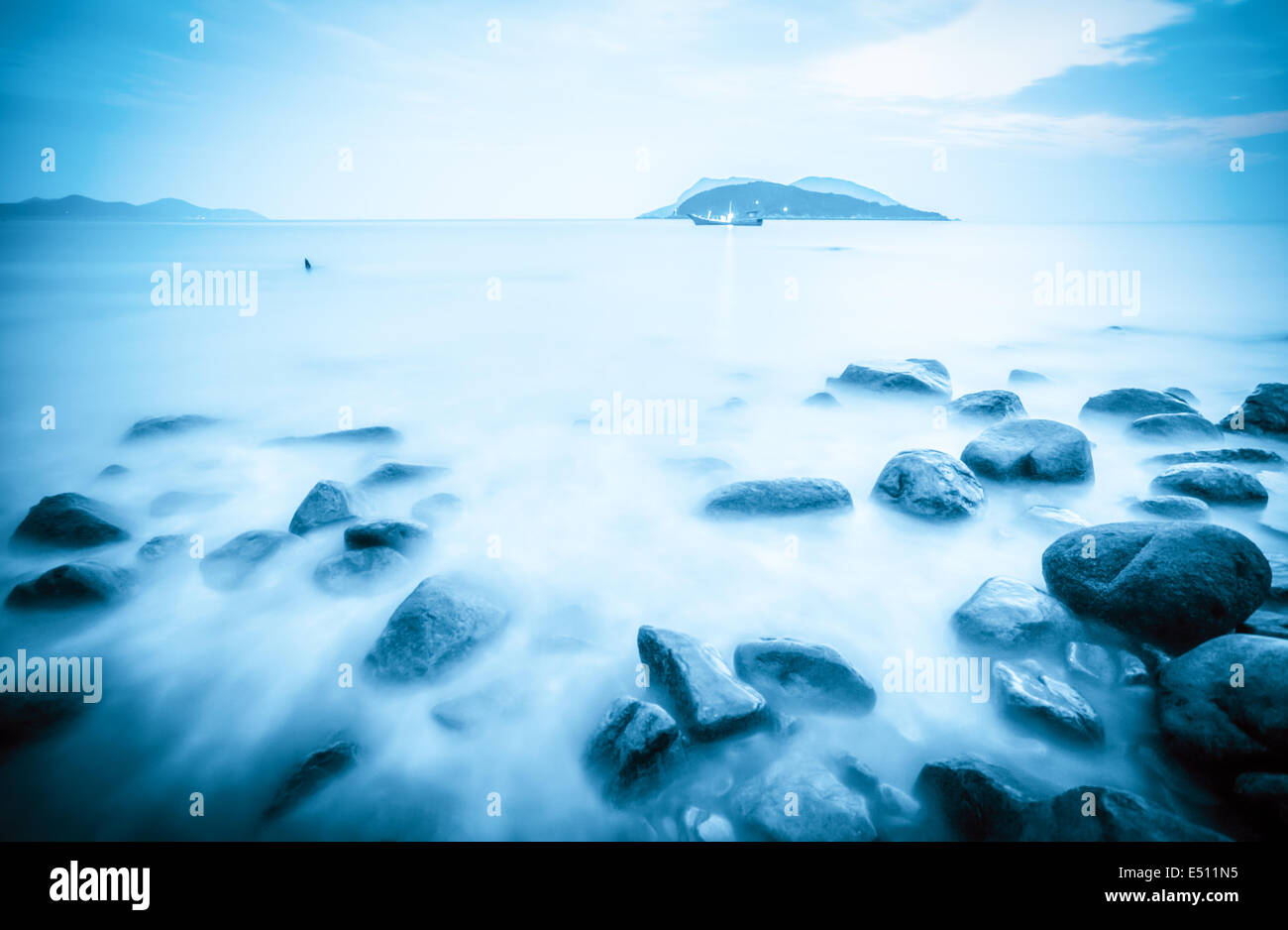 rocks in surf of fantastic seascape Stock Photo