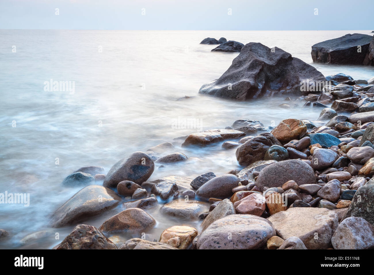 pebble beach at dusk Stock Photo