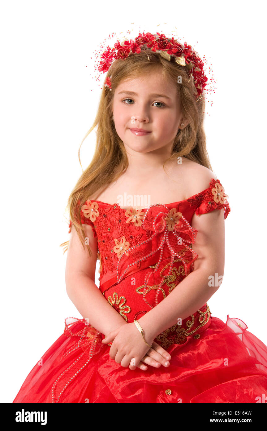 Teen girl in a red dress Stock Photo - Alamy