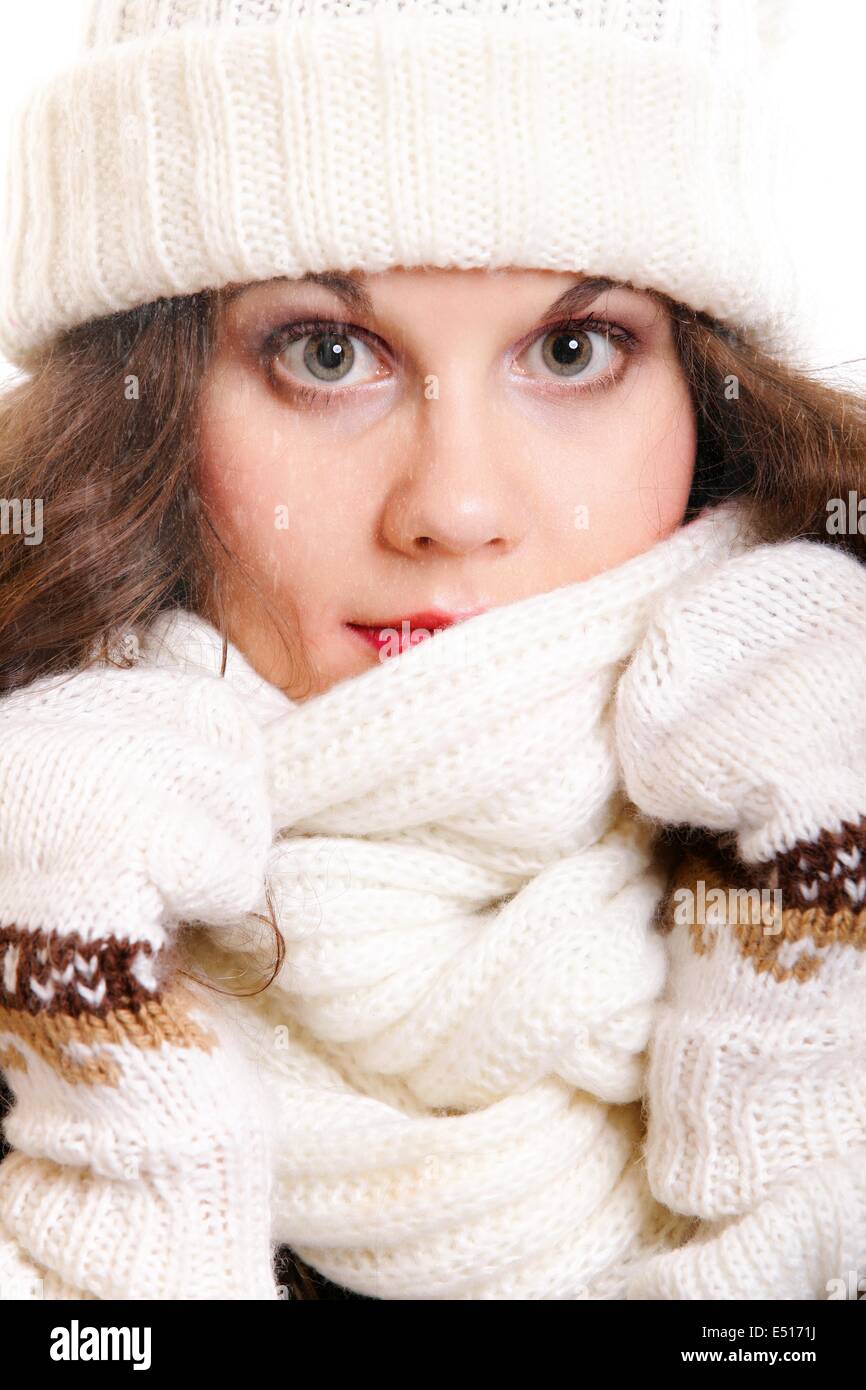 beautiful woman in warm clothing winter Stock Photo Alamy