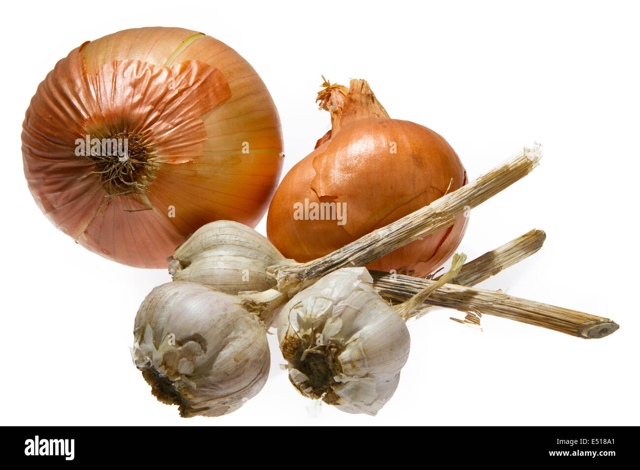 Garlic and onion isolated Stock Photo - Alamy