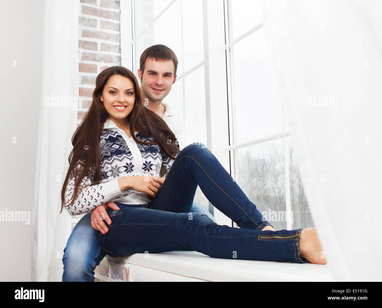 Couple in love at home Stock Photo - Alamy