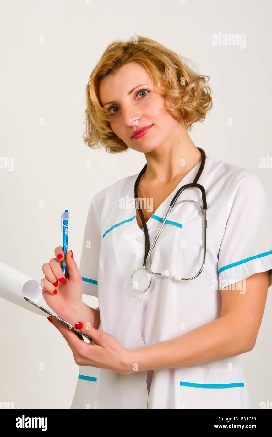 Happy girl doctor stethoscope hi-res stock photography and images - Alamy