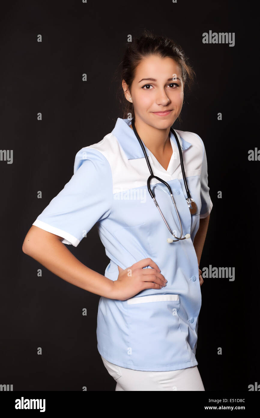 Young female doctor with stethoscope Stock Photo - Alamy