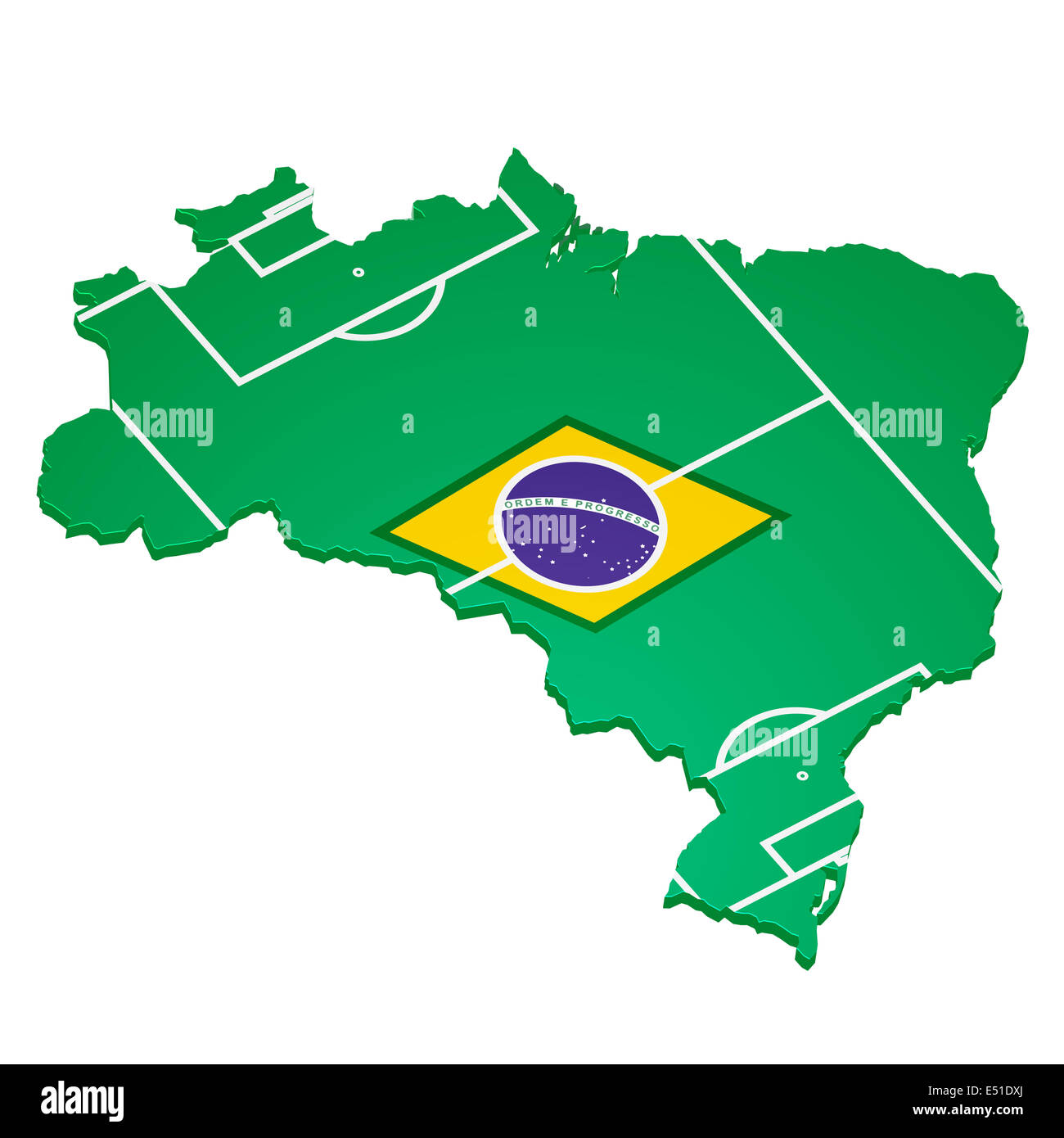 brazil with flag and footballfield Stock Photo