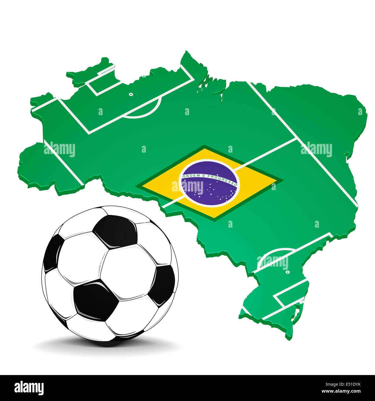 brazil with flag and footballfield Stock Photo