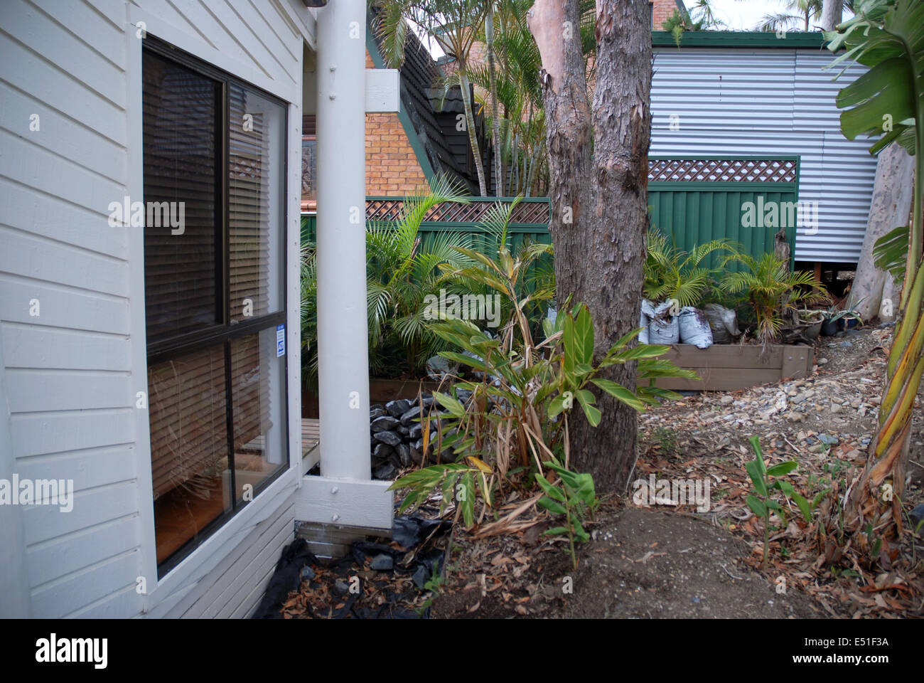 Front garden of house in Helensvale, Gold Coast, Queensland, Australia. Stock Photo