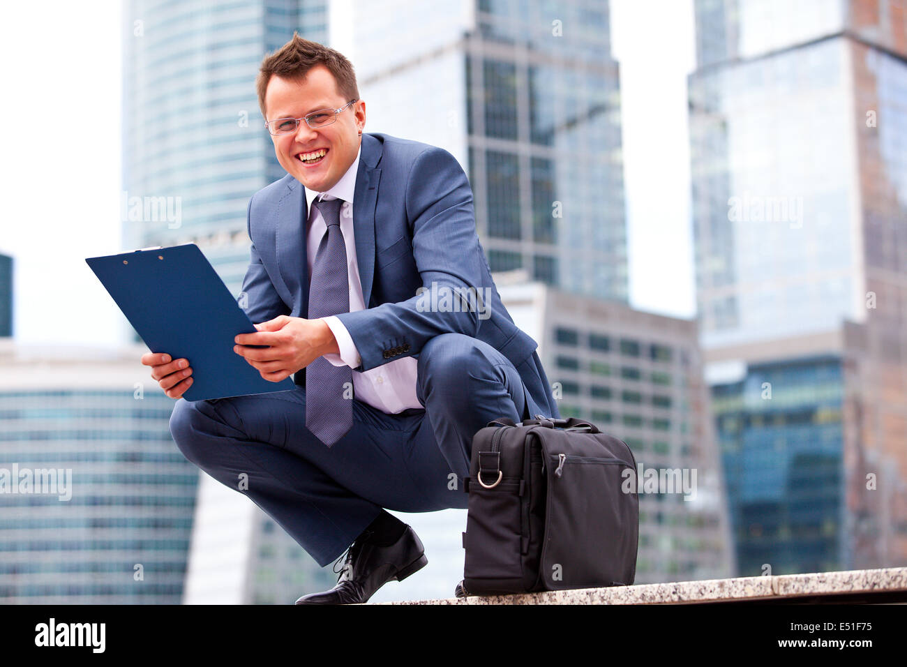 Successful businessman smiling Stock Photo