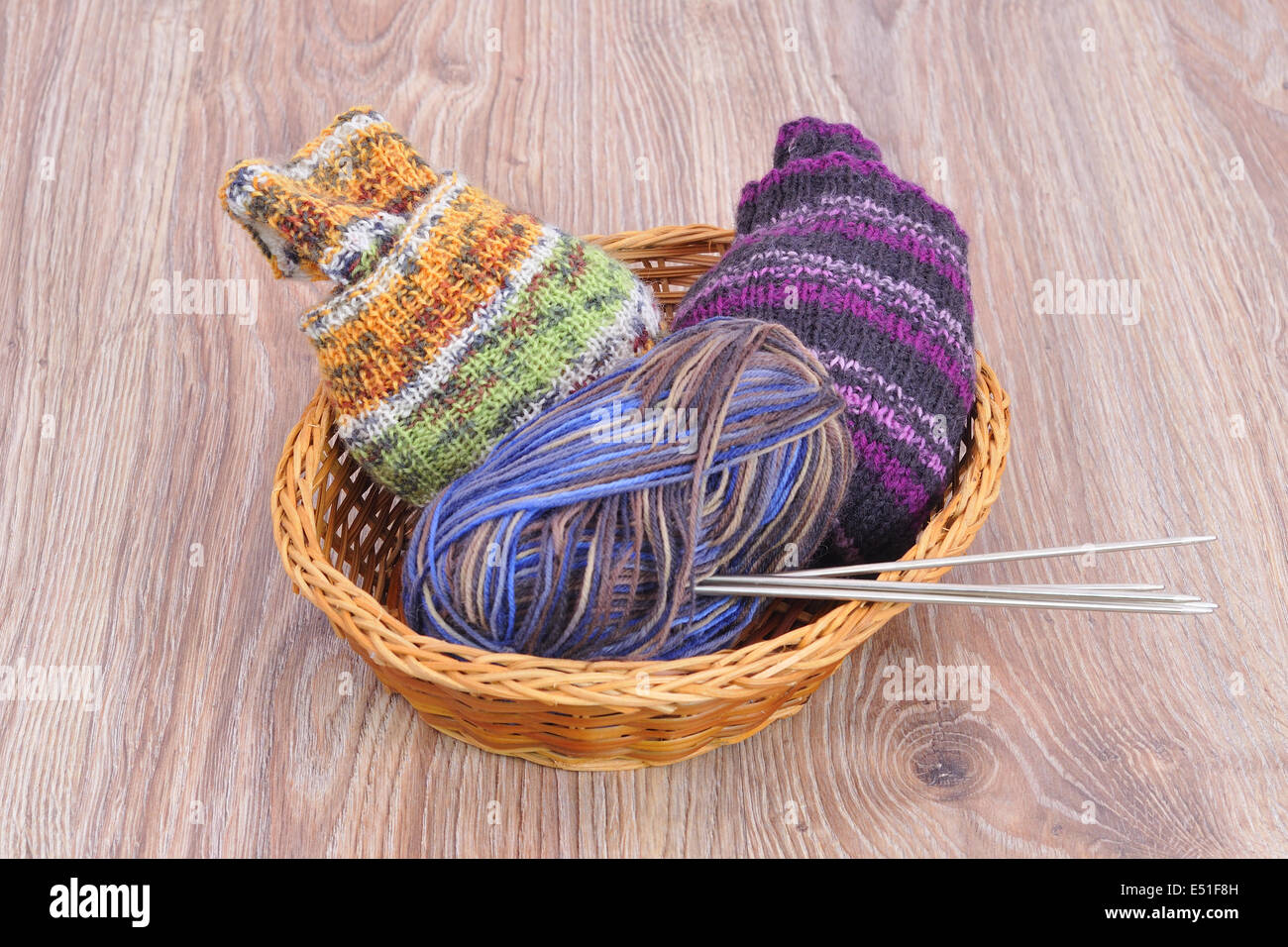 Knitting socks Stock Photo