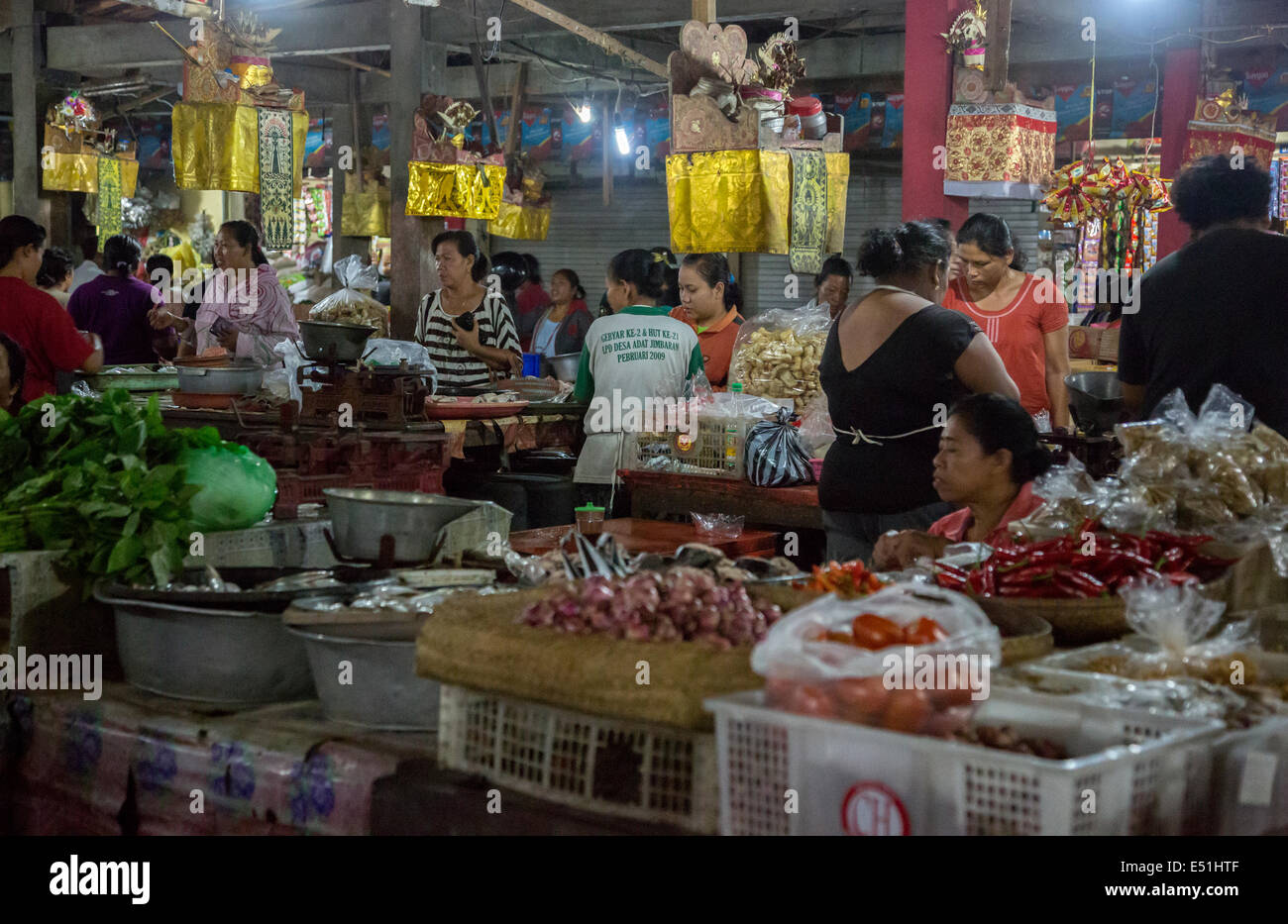 Bali, Indonesia. Earlymorning Interior Scene, Jimbaran Market Stock
