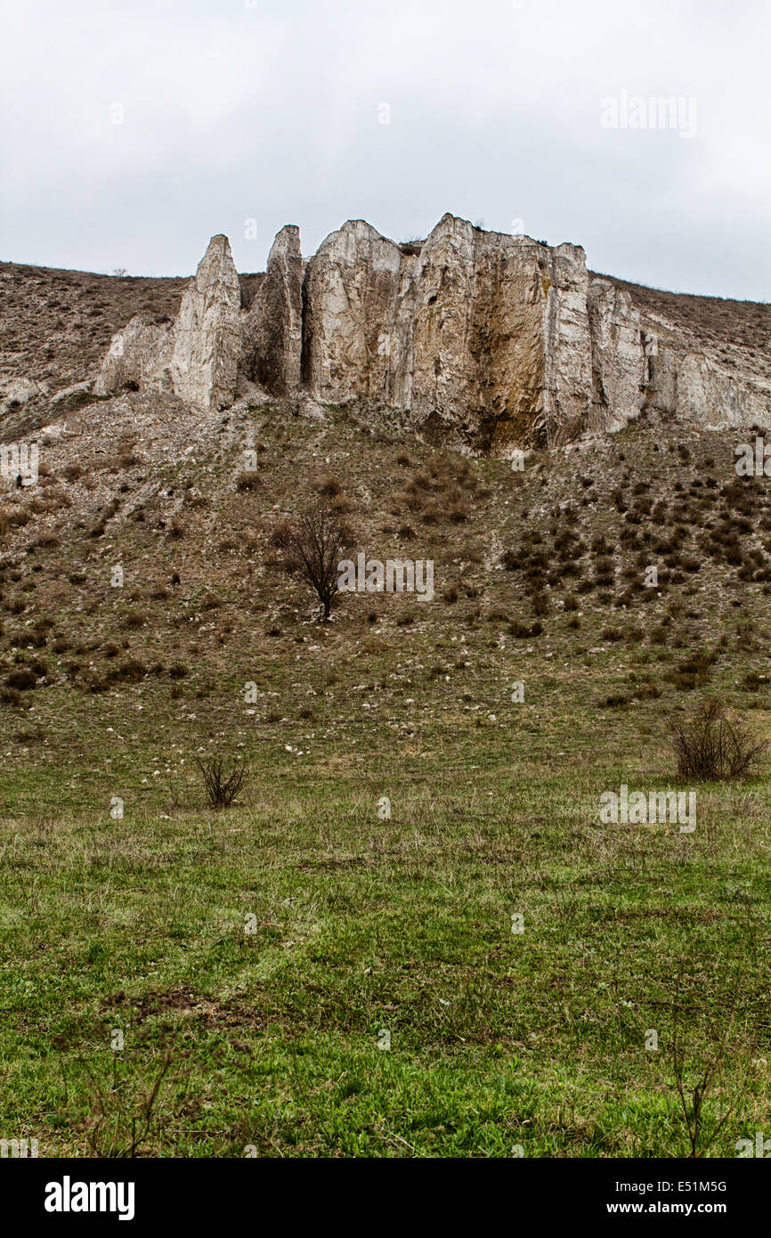 rocky outcrop is located  Donetsk region Stock Photo