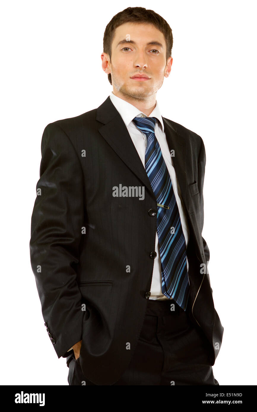 Young businessman posing in a suit isolated Stock Photo - Alamy