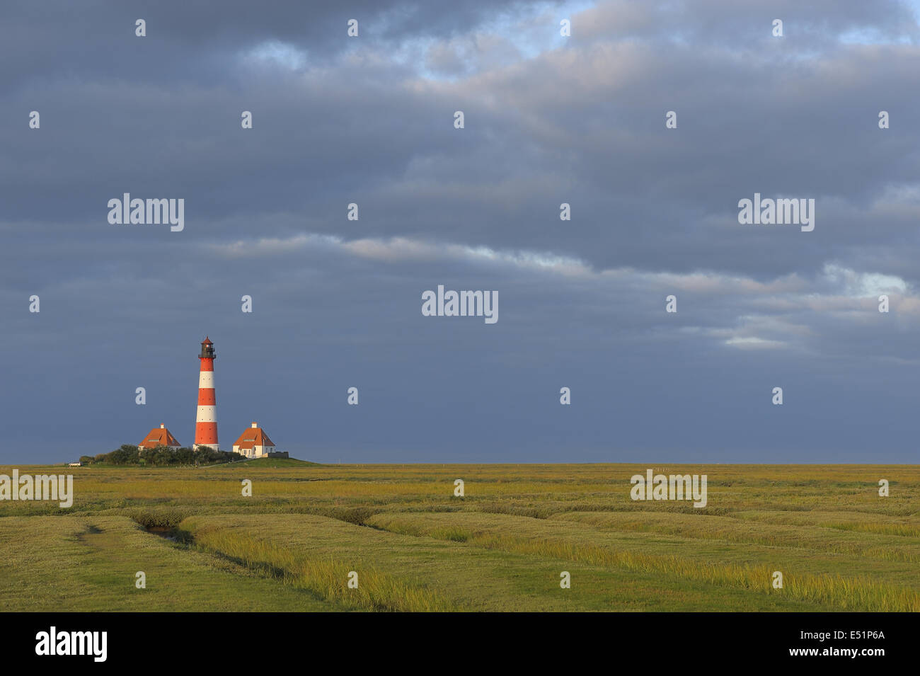 Lighthouse Westerhever, Germany Stock Photo