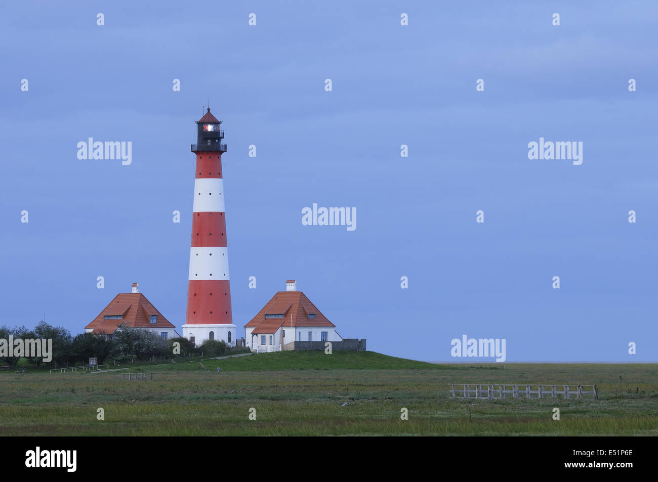 Lighthouse Westerhever, Germany Stock Photo