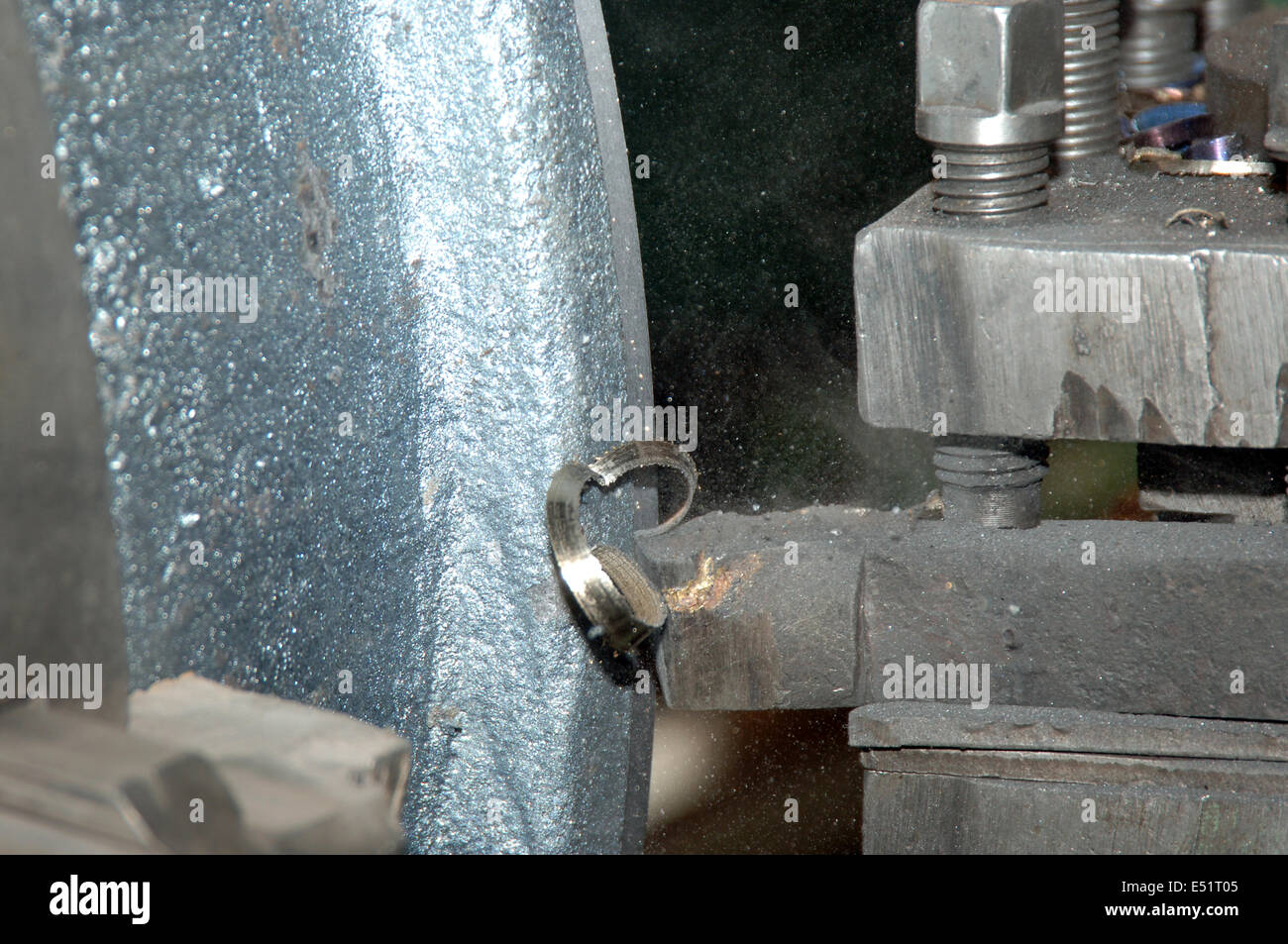 processing of metal on a lathe Stock Photo Alamy
