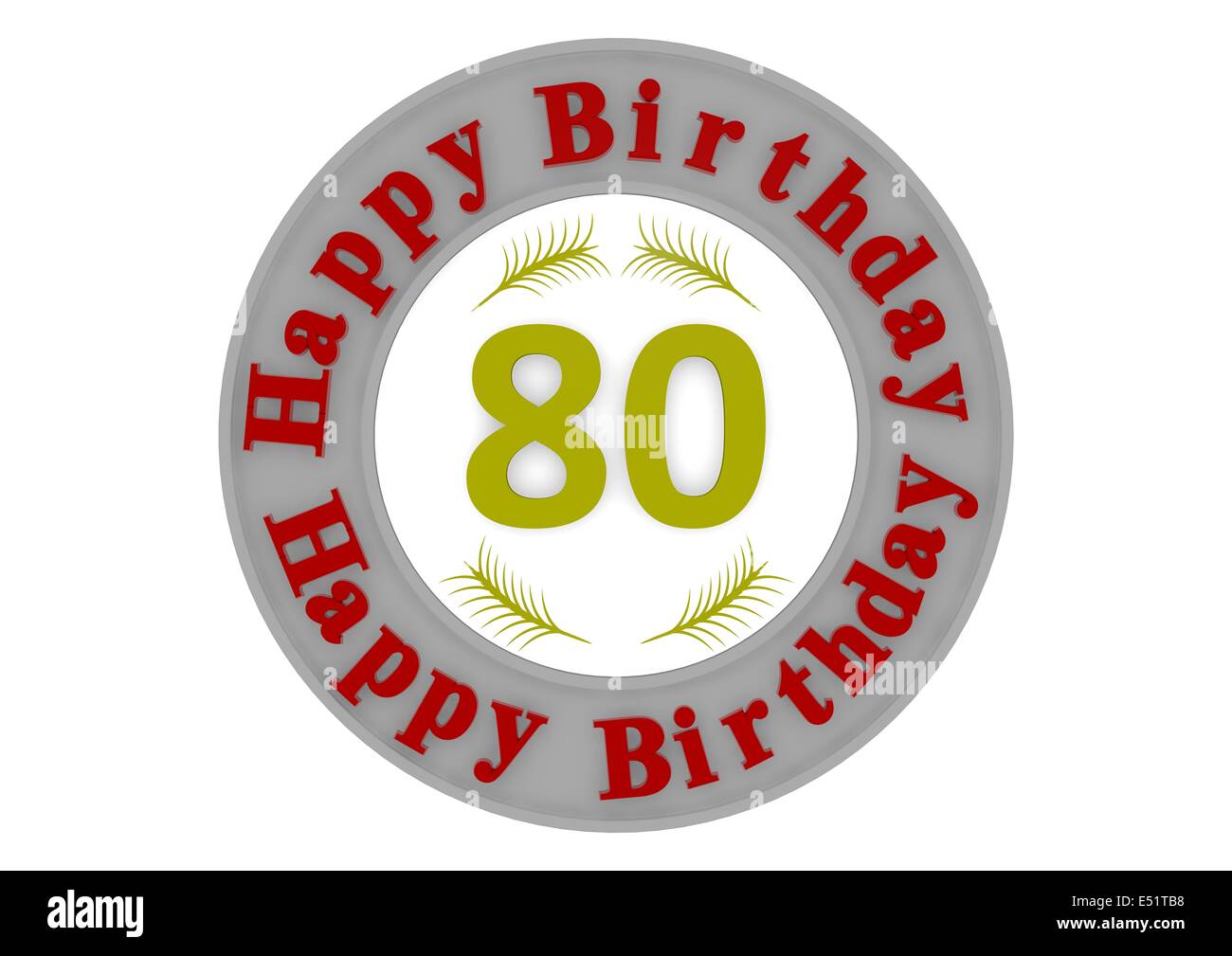 round happy birthday button with age Stock Photo