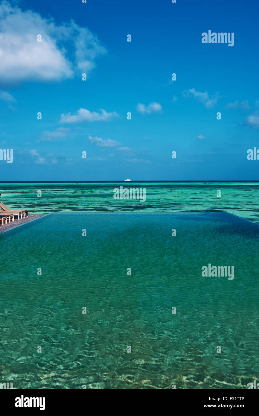 Luxury tropical swimming pool Stock Photo