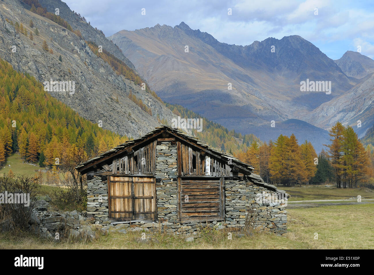 Hut, Gran Paradiso National Park, Italy Stock Photo