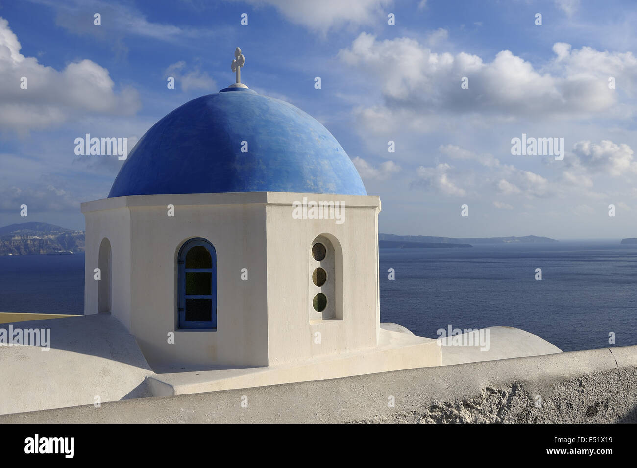 Church dome, Oia, Santorini, Greece Stock Photo