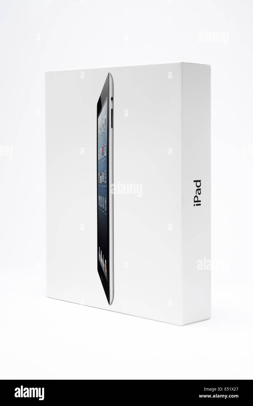Manila,Philippines - July 17, 2014: Apple Ipad 4th generation retail box.The fourth generation iPad maintained the Retina Displa Stock Photo