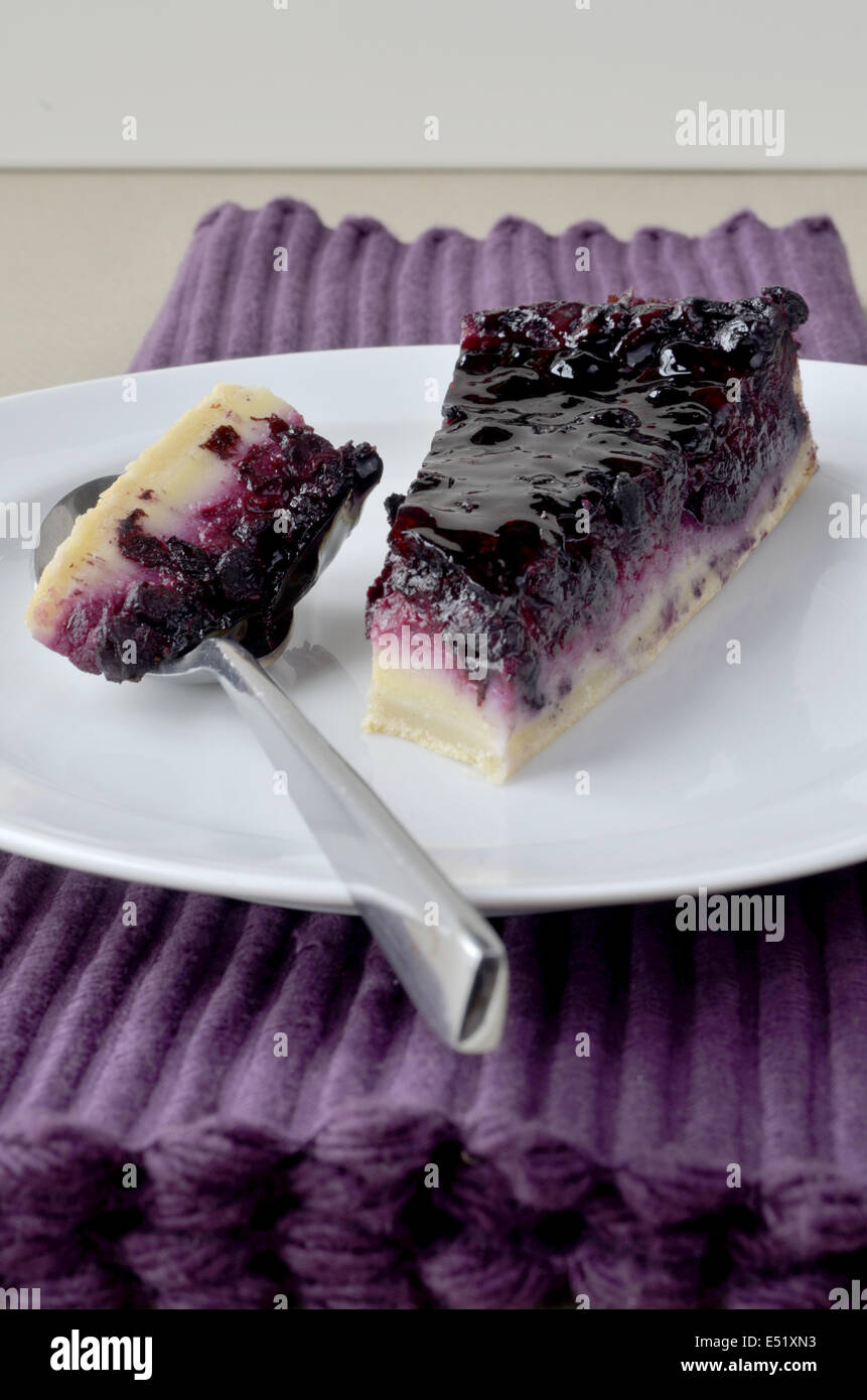 Blueberry Tart slice Stock Photo