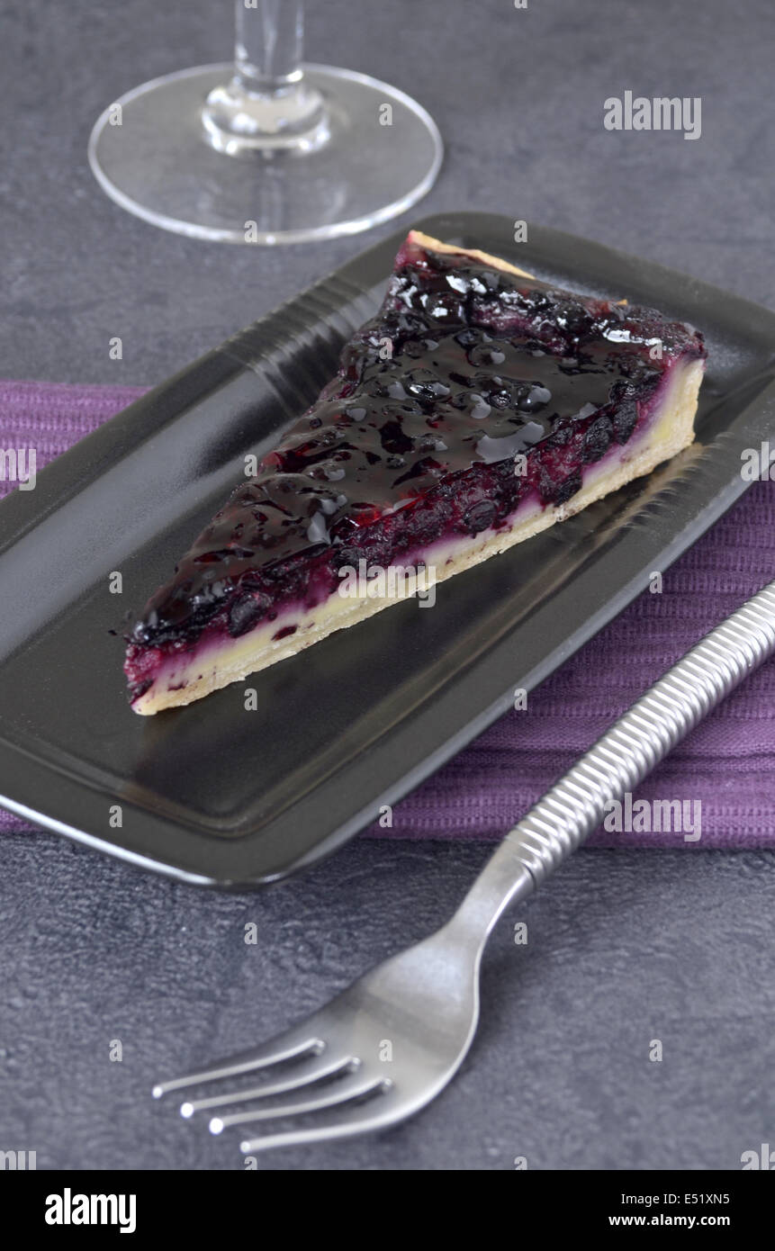 Blueberry Tart slice Stock Photo