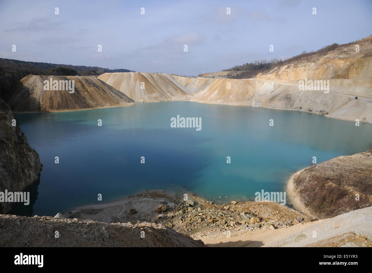 Lime quarry with lake Stock Photo Alamy