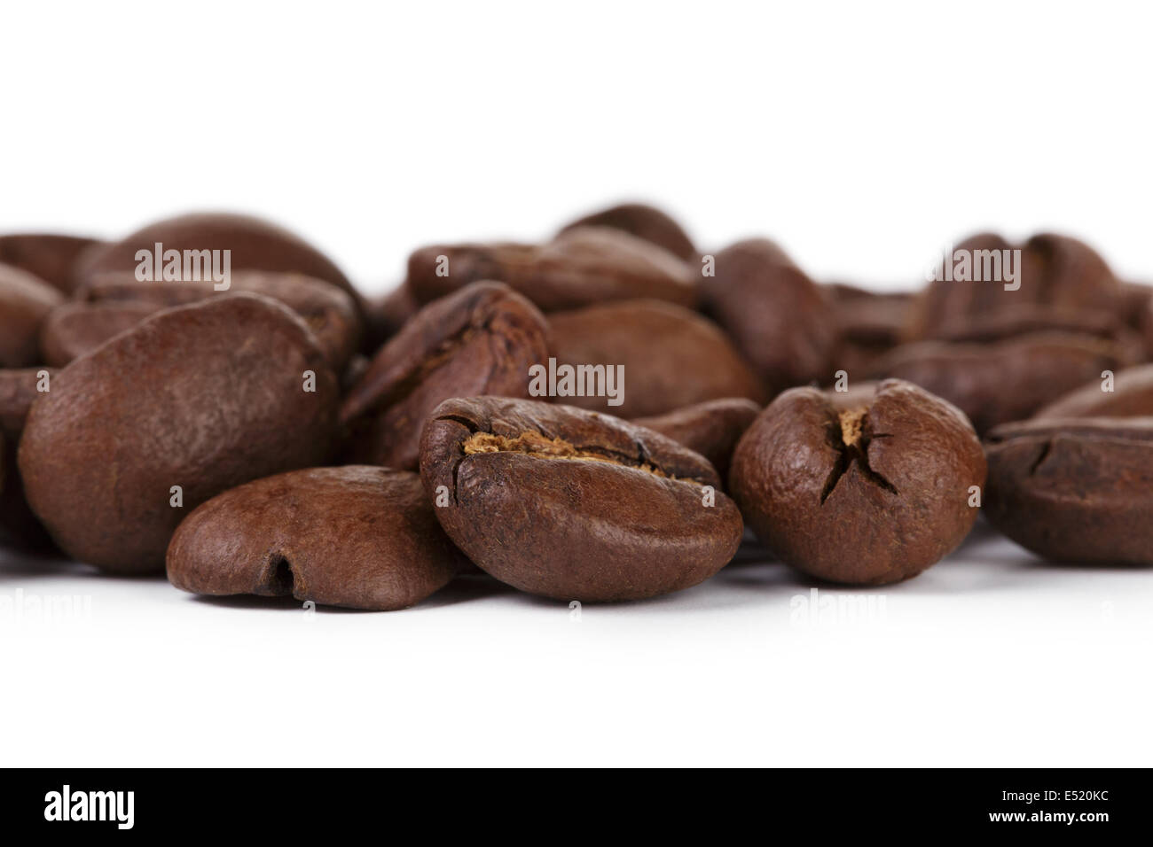 roasted coffee beans, macro photo white background Stock Photo - Alamy