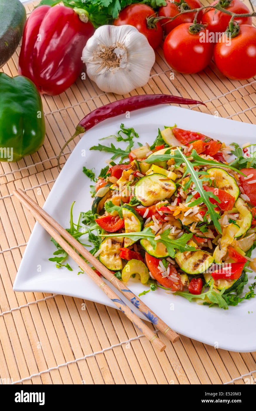 vegetables vegetarian with wild rice Stock Photo Alamy