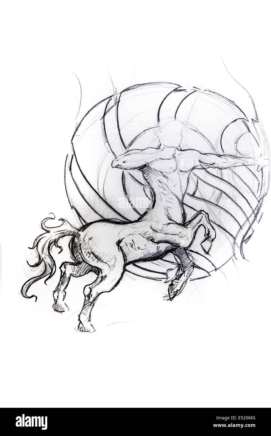 Centauro, horse, sketch of tattoo Stock Photo