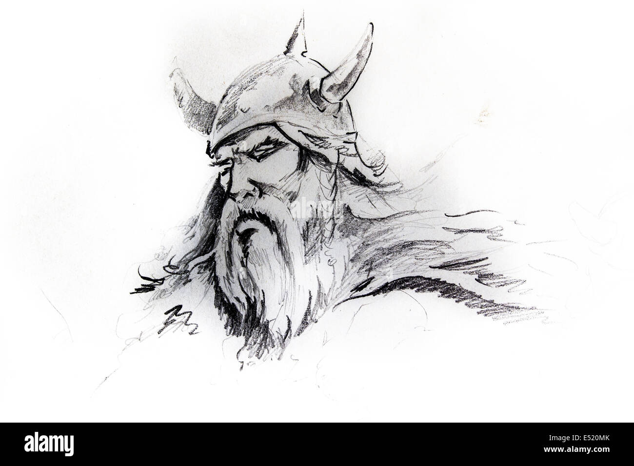 Viking head, sketch of tattoo Stock Photo - Alamy