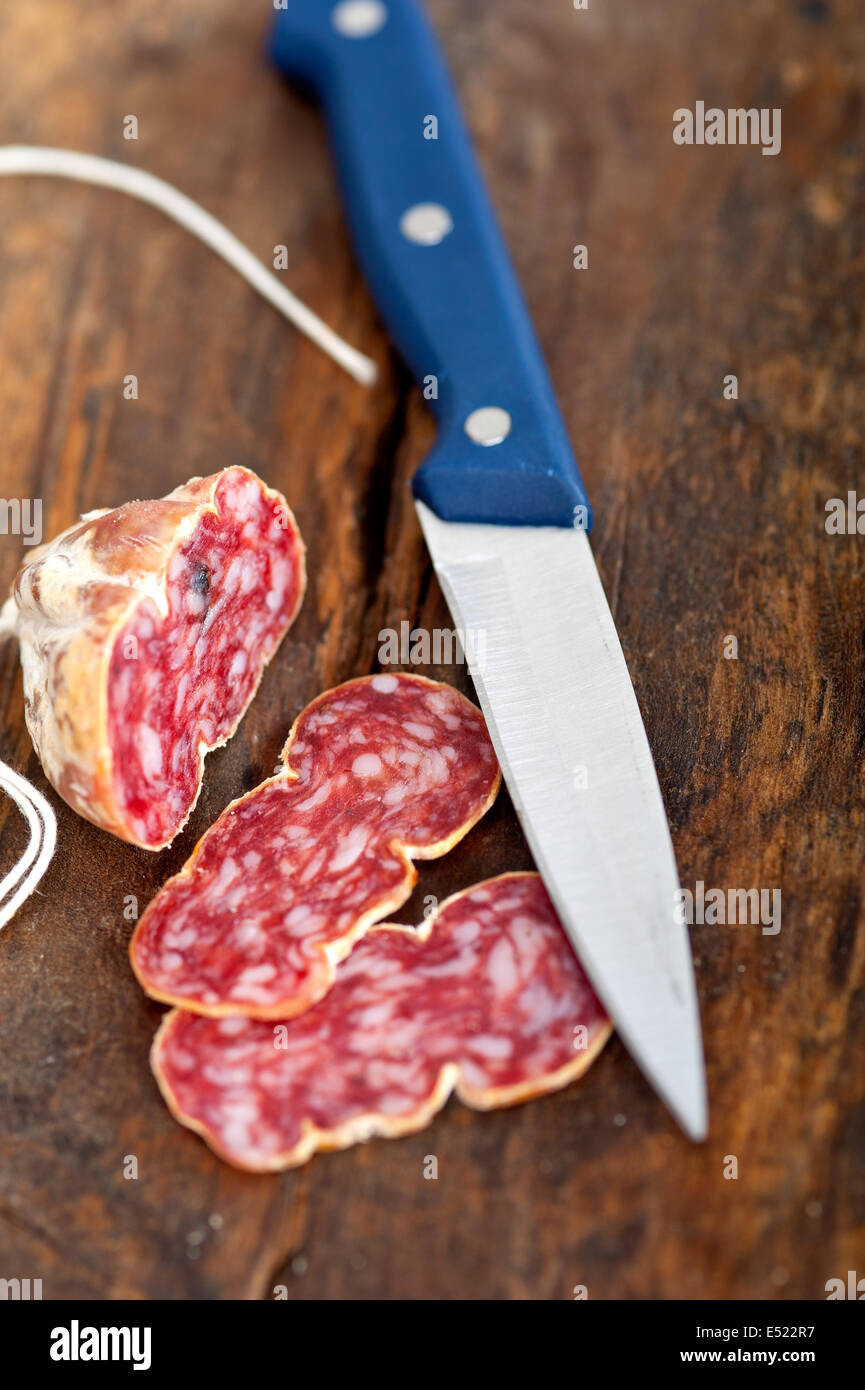 italian salame pressato pressed slicing Stock Photo Alamy