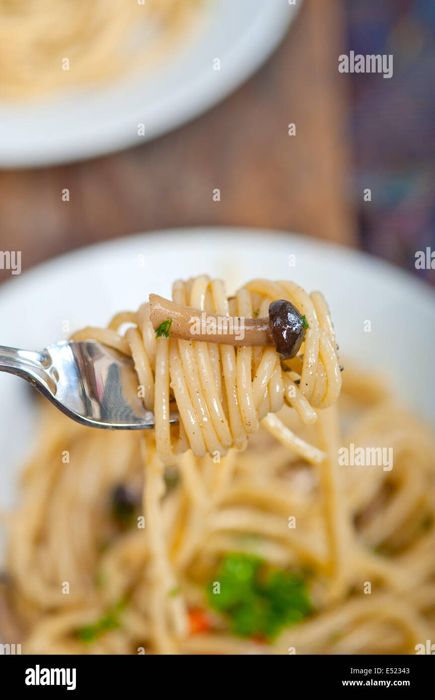 Italian pasta and mushroom sauce Stock Photo