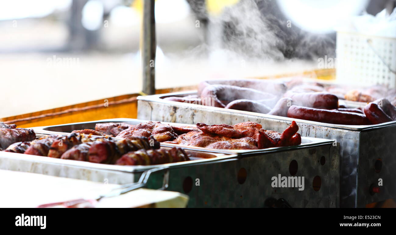 Skewered and Grilled Meat, Kebab Stock Photo - Image of banana, buffet:  67933470