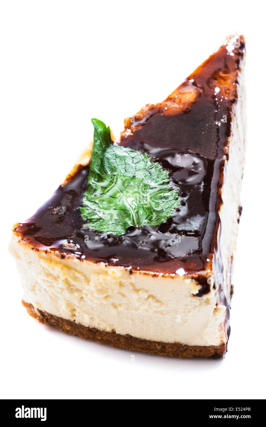 mint leaf on a piece of cake Stock Photo Alamy