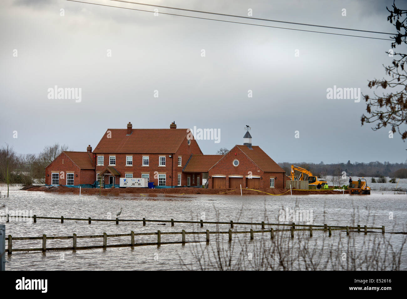 Dyers Farm - the home home of Sam Notaro which he sucessfully defended from floodwater in the village of Moorlands on the Somers Stock Photo