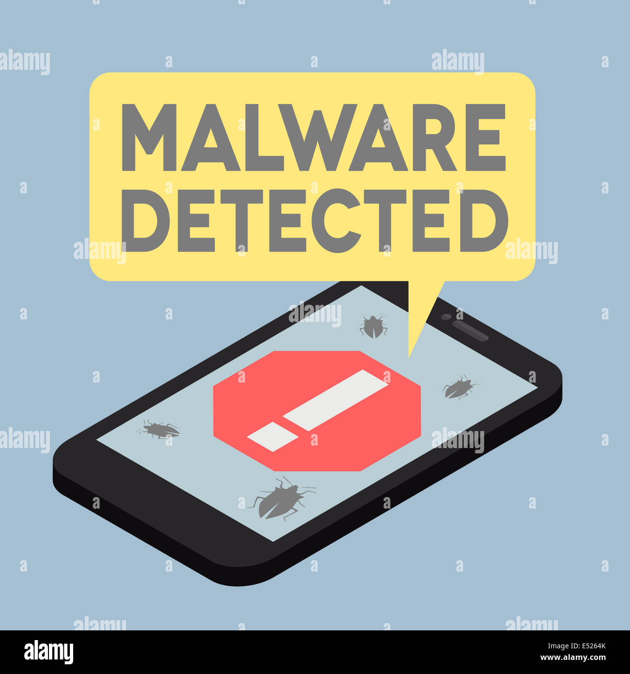 FLAT phone iso Malware Stock Photo