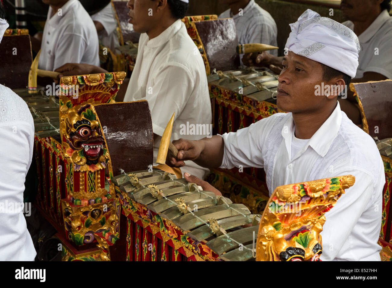 Jatiluwih Bali Indonesia. Young Man Playing a Metallophone in a