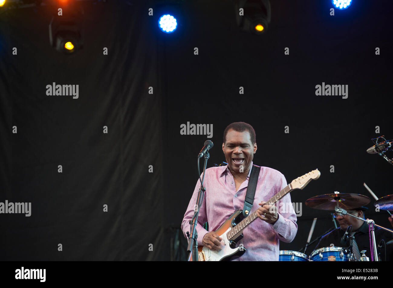 New York, USA, 17th July, 2014 — Five-time Grammy award winner, Robert Cray, dazzled the audience at the Lowdown Hudson Blues Festival in Battery Park City with his eloquent guitar playing and his mournful songs about lost places and lost loves. Credit:  Terese Loeb Kreuzer 2014/Alamy Live News Stock Photo