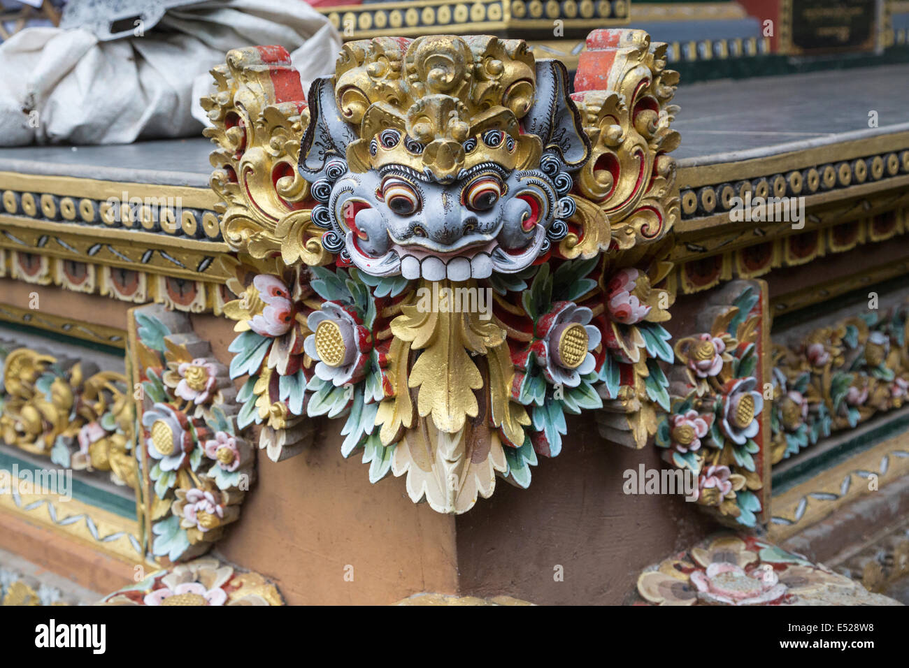 Jatiluwih, Bali, Indonesia.  Stone-carved Decorations, Guardians, Luhur Bhujangga Waisnawa Hindu Temple. Stock Photo