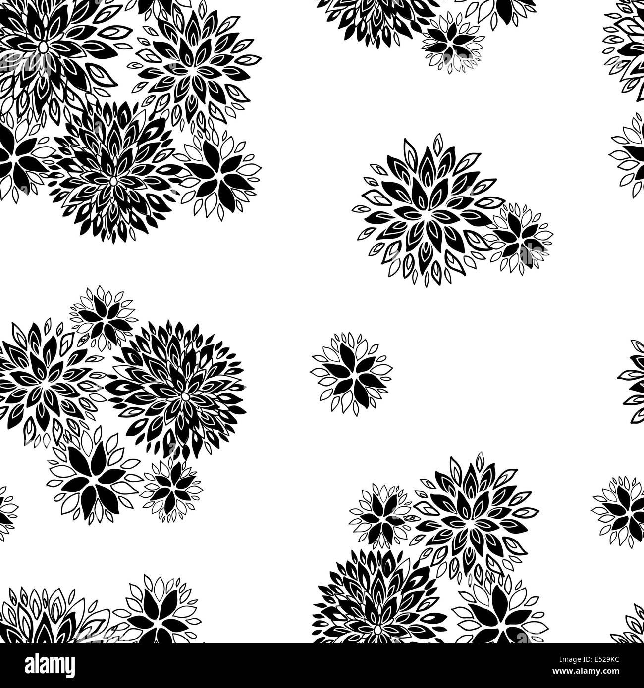 Seamless botanical pattern in Black and White Stock Photos & Images - Alamy