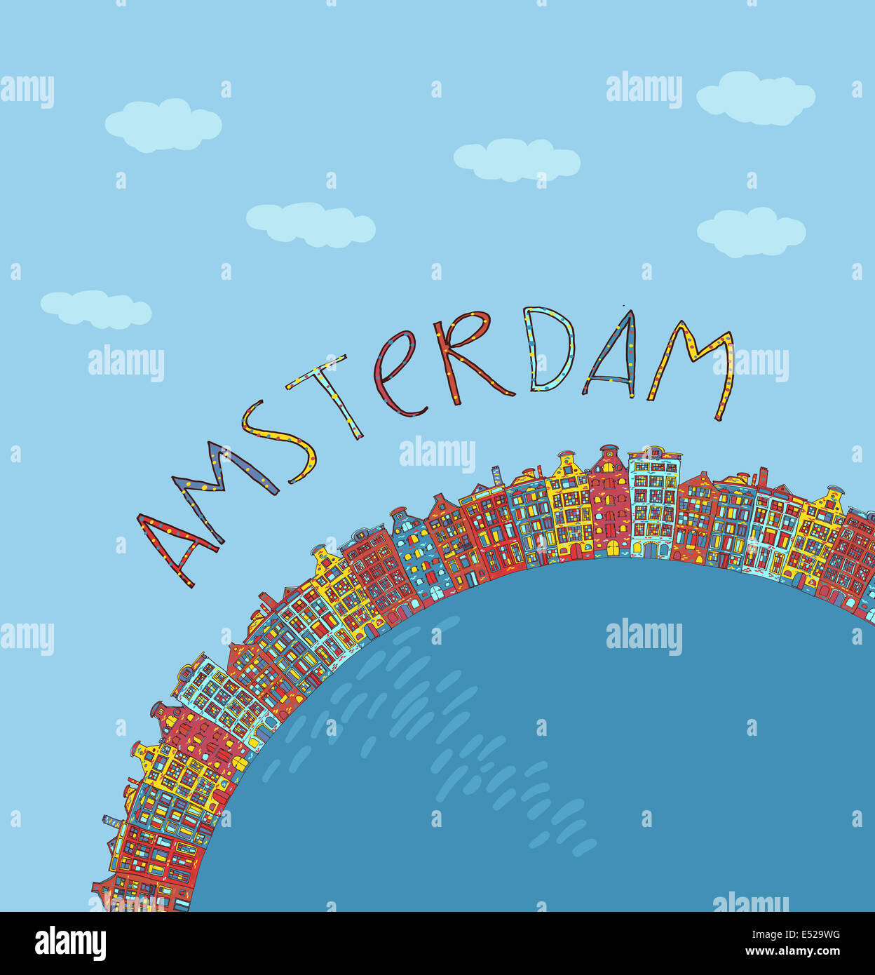Amsterdam, vector hand drawn illustration. Travel Europe Stock Photo ...