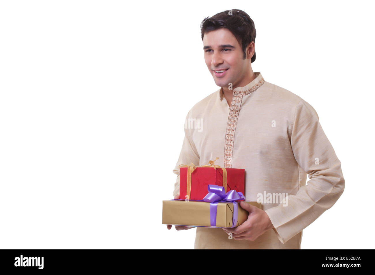 Bengali man holding gifts Stock Photo Alamy