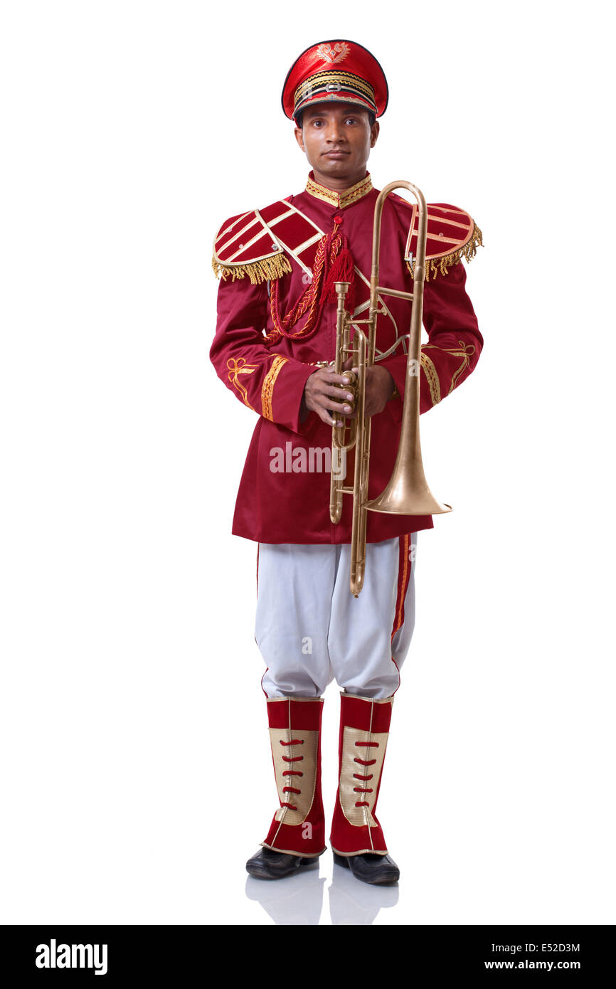 Portrait of a bandmaster holding a trumpet Stock Photo Alamy