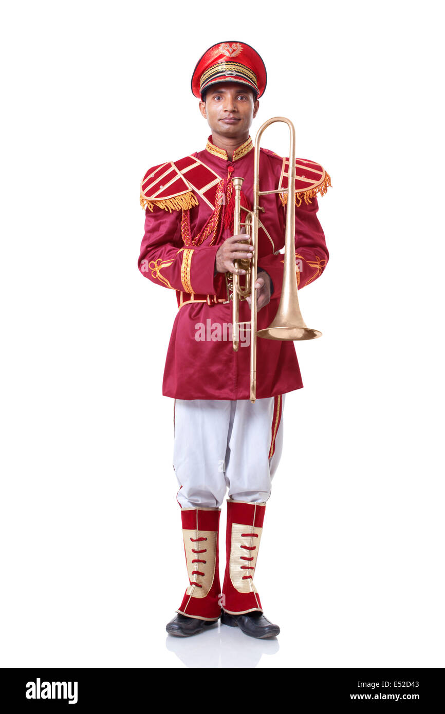Portrait of a bandmaster holding a trumpet Stock Photo - Alamy