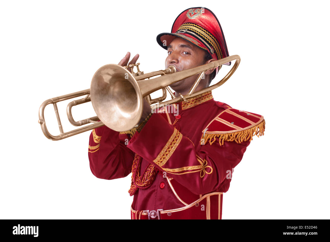 Bandmaster playing on a trumpet Stock Photo Alamy