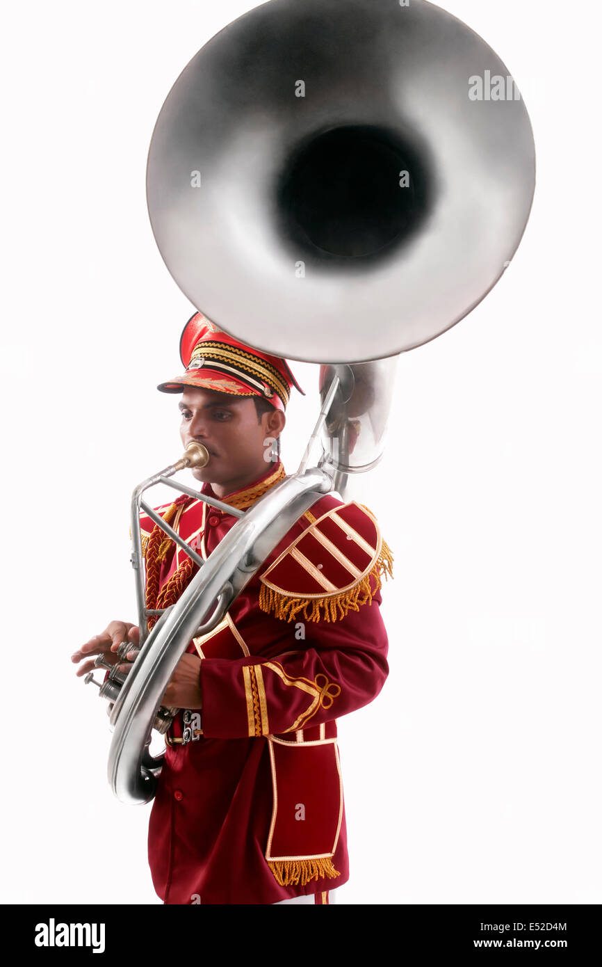 Bandmaster playing a sousaphone Stock Photo