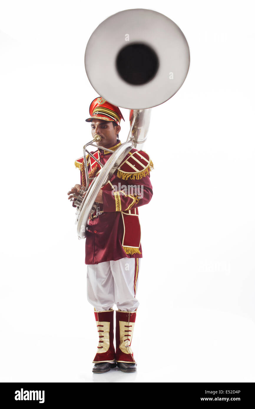 Bandmaster playing a sousaphone Stock Photo