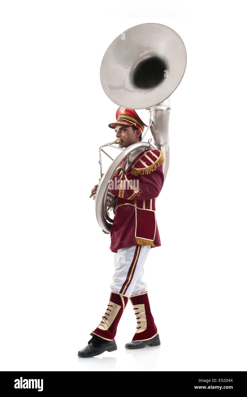 Bandmaster playing a sousaphone Stock Photo